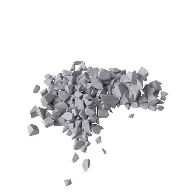 Concrete debris isolated transparent background 3d rendering