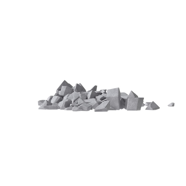 PSD concrete debris isolated transparent background 3d rendering