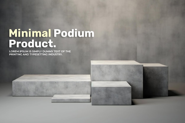PSD Элегантный и естественный бетонный подиум для демонстрации продукта для презентации шоу-продукта