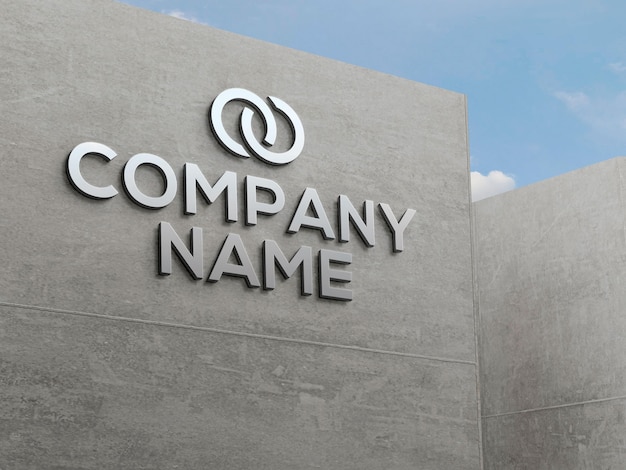 PSD concrete facade logo effect mockup