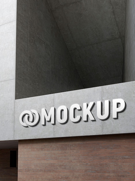 Concrete facade logo effect mockup