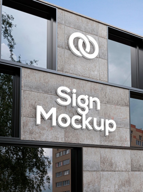 Mockup effetto logo facciata in cemento