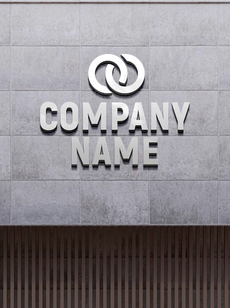 PSD concrete facade logo effect mockup