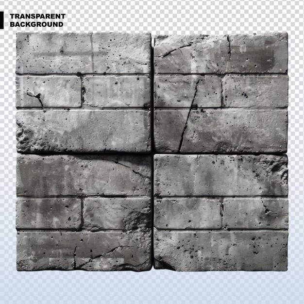 PSD concrete gray bricks isolated on transparent background