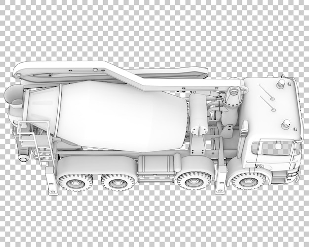 PSD 透明な背景の3dレンダリングイラストのコンクリートミキサー