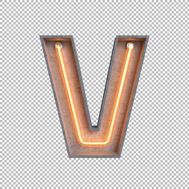 PSD concrete neon light alphabet on transparent background