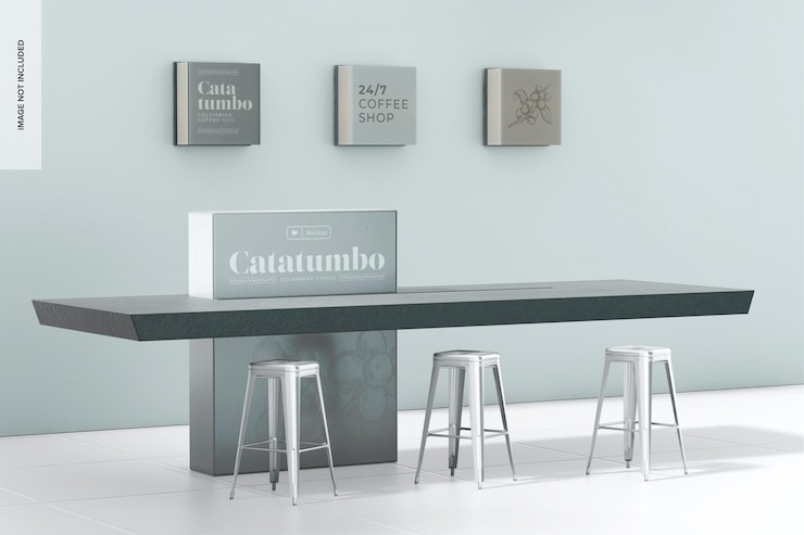 PSD concrete table mockup, with sign