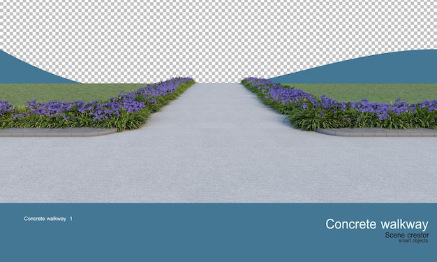 PSD concrete walkways and a wide variety of shrubs