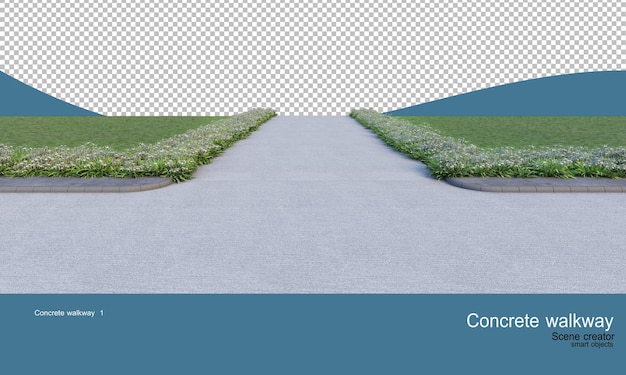 PSD concrete walkways and a wide variety of shrubs