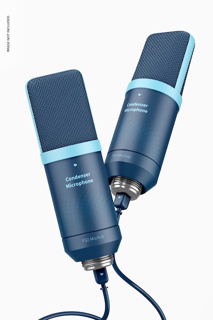 PSD condenser microphones mockup, floating