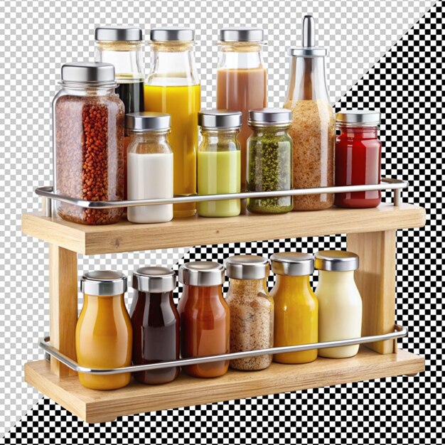 PSD condiments shelf on transparent background