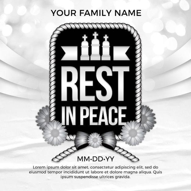 PSD condolence flyer template