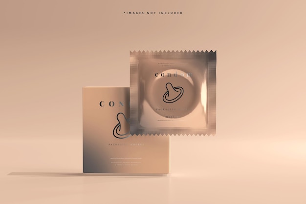 Condom Box and Foil Packaging Mockup