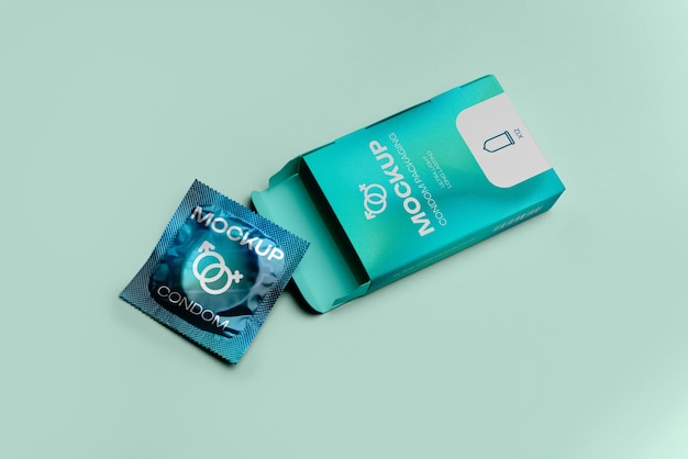 PSD condom branding mockup design