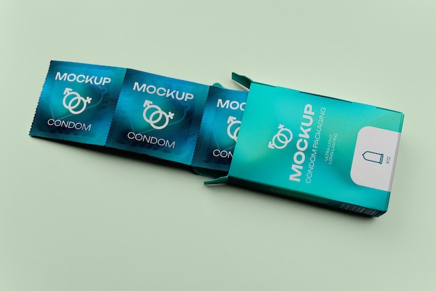 PSD condom branding mockup design