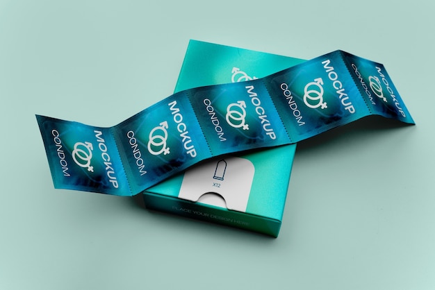 PSD condom branding mockup design