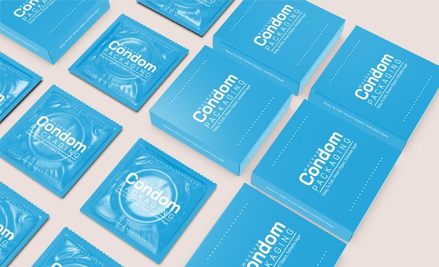 Condom packet packaging mockup