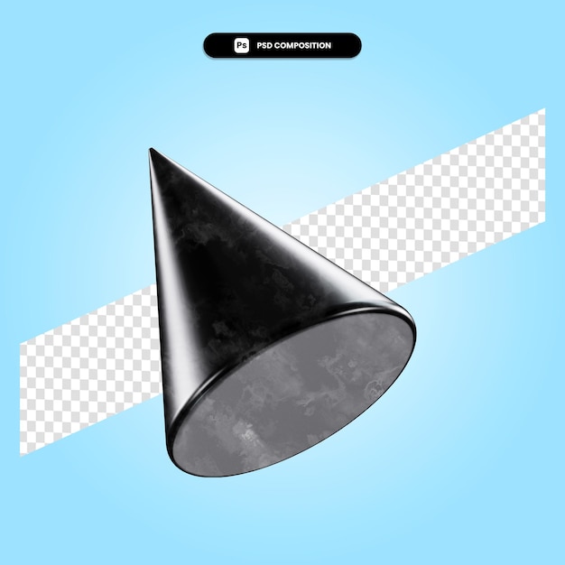 PSD cone 3d render illustration isolated