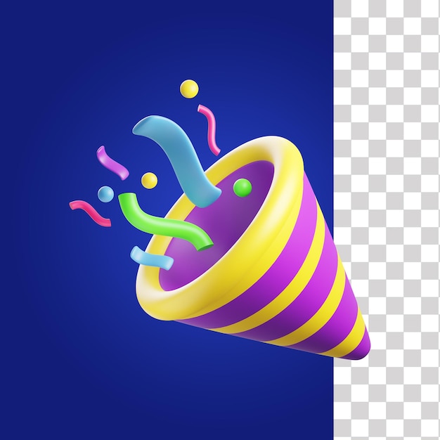 PSD a cone shaped party confetti with colorful paper explosion on top