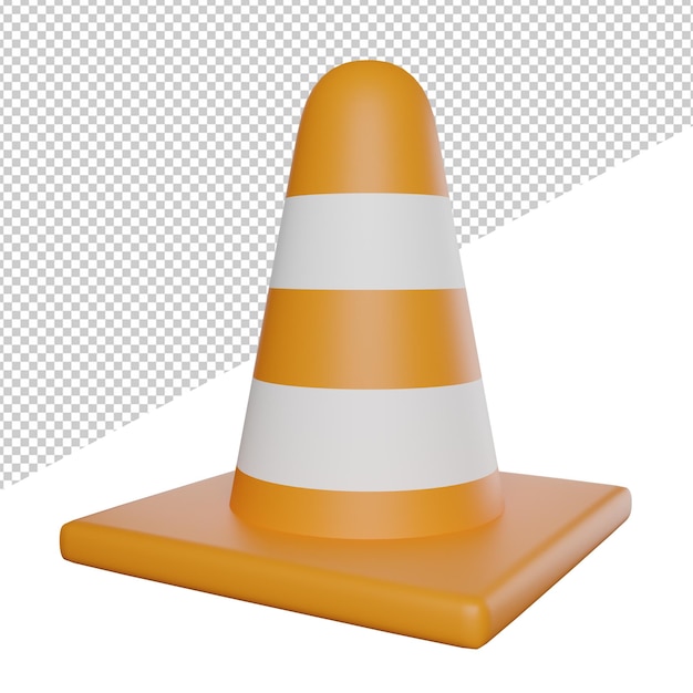 Premium PSD  3d object rendering of traffic cone. under construction  concept.