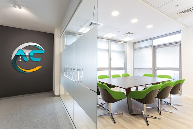 PSD conference room logo mockup