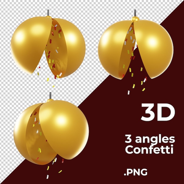 Confetti ball 3d party 3 angles view