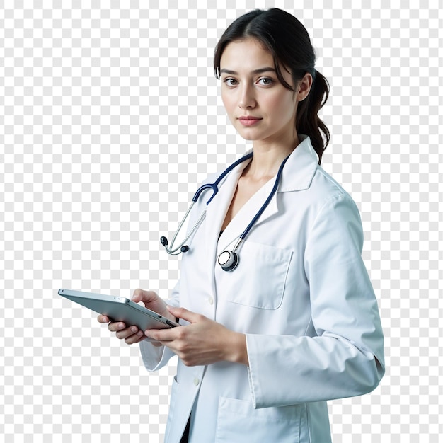 Confident Female Doctor with Tablet