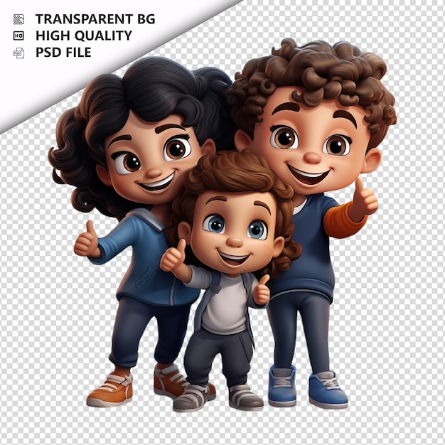 PSD confident kids black 3d cartoon style witte achtergrond is