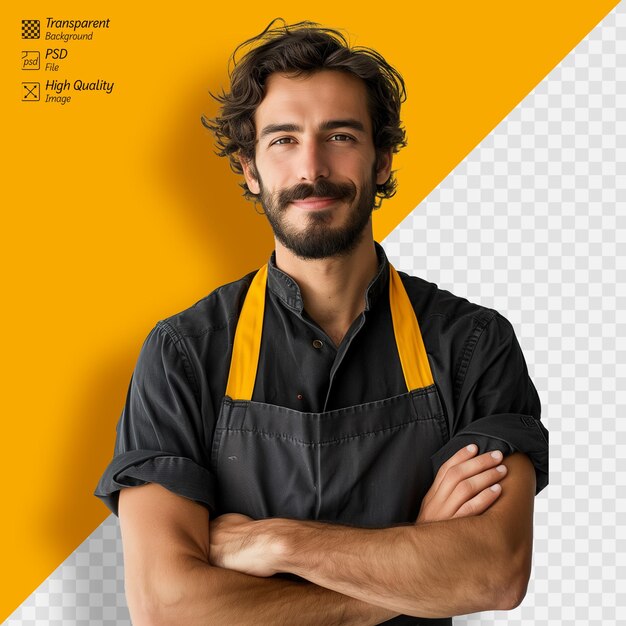 Confident male chef with a friendly smile and arms crossed