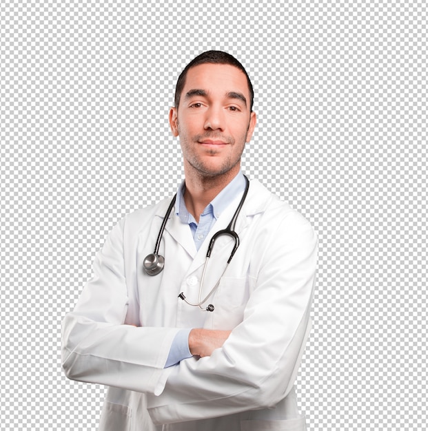 Confident young doctor posing