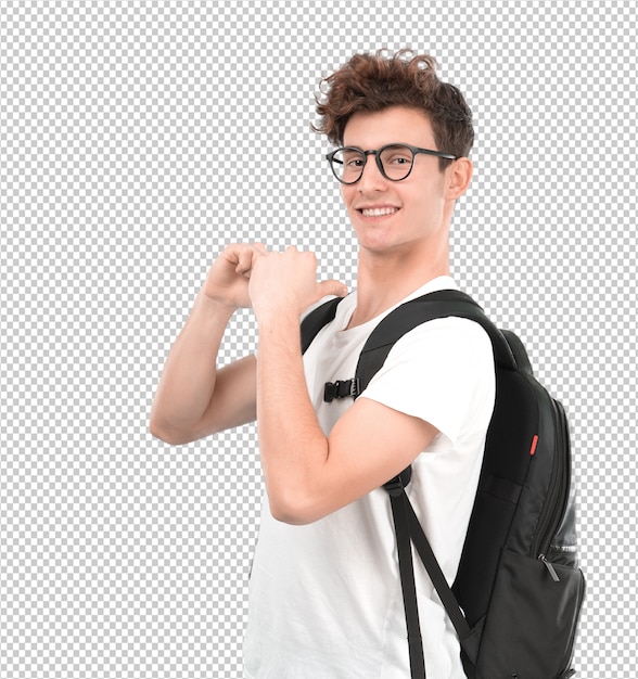 誇りのジェスチャーを持つ自信のある若い男