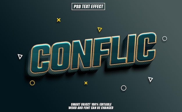 conflict text effect font editable typography 3d text