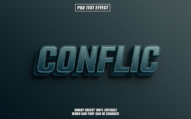 conflict text effect font editable typography 3d text