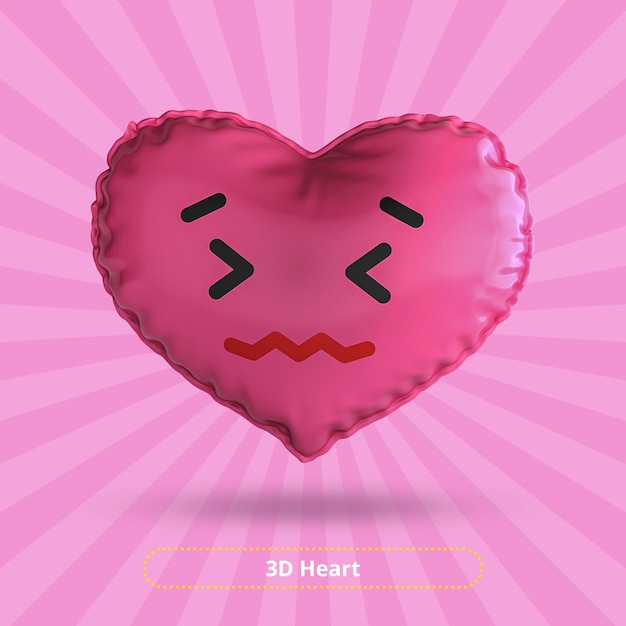 PSD confounded heartface emoji 3d render