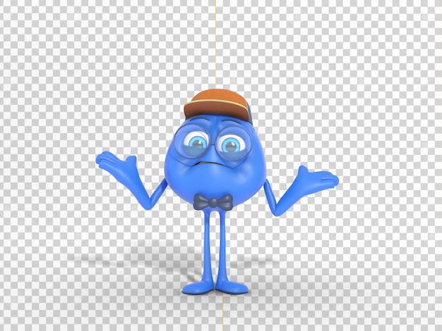 confused funny 3d character illustration with transparent background
