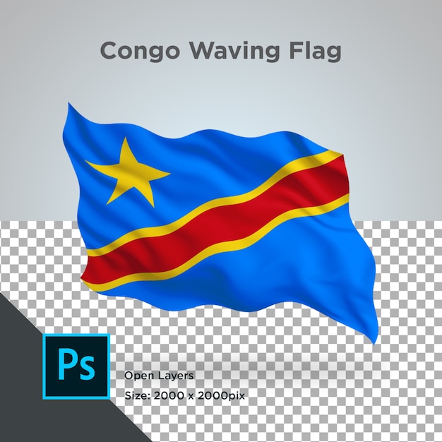 PSD congo flag wave transparent psd