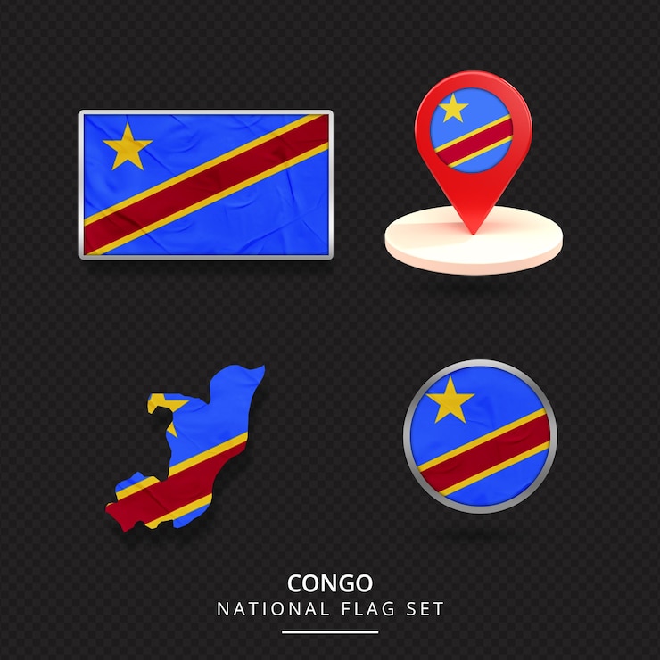 PSD congo national flag map location element design