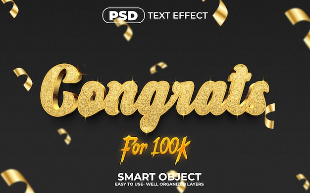 Congrats 3d Editable Text Effect style