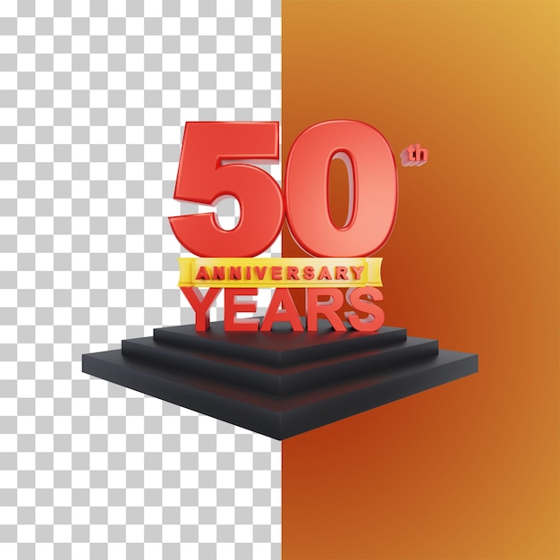 Congratulation fifty year anniversary 3d rendering