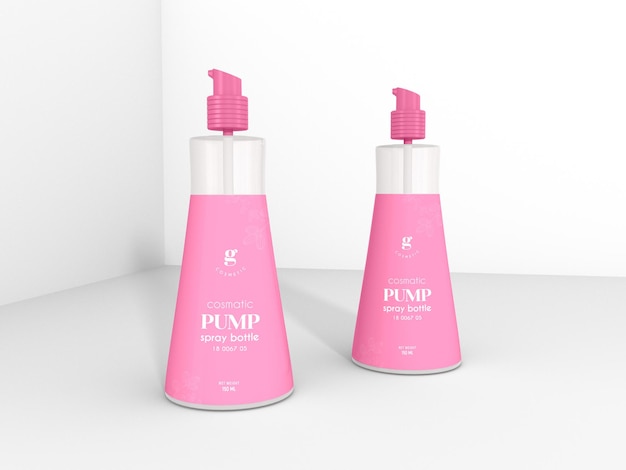 PSD conical cosmetic pump bottle packaging mockup