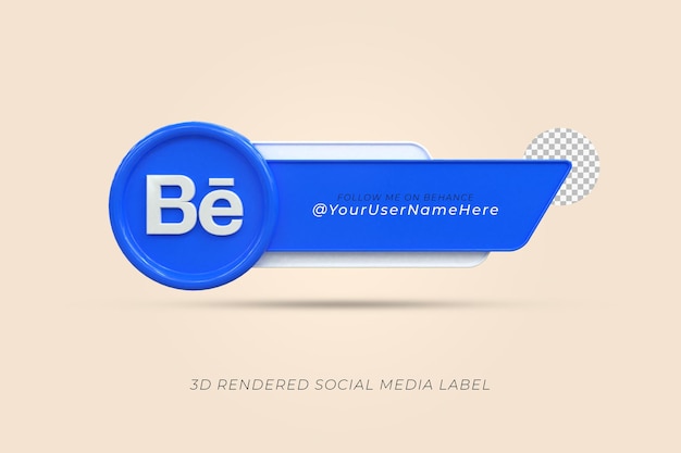 Connect us on behance social media lower third 3d design render icon badge