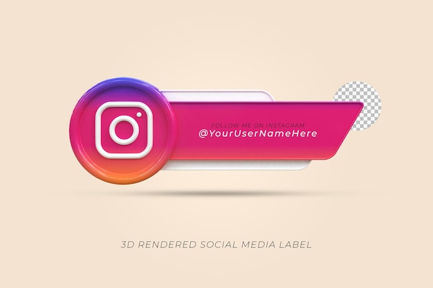 PSD connettici sui social media di instagram inferiore terzo 3d design render icona badge