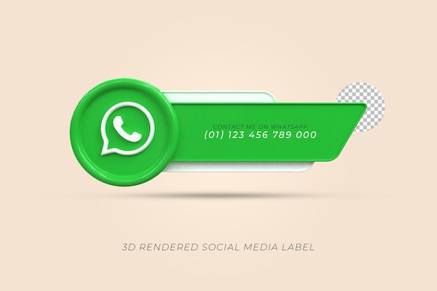 Свяжитесь с нами в социальных сетях WhatsApp, нижняя треть значка рендеринга 3D-дизайна