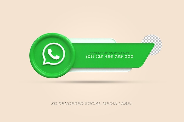 PSD connect us on whatsapp social media lower third 3d design render icon badge