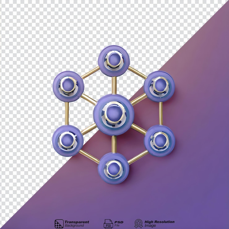 PSD connected network symbol 3d isolated on transparent background