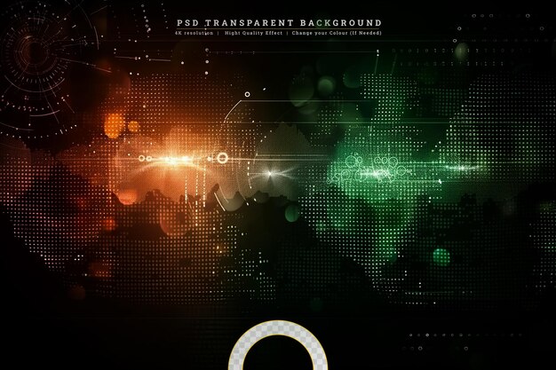 PSD connecting dots and lines and circuit board texture on transparent background