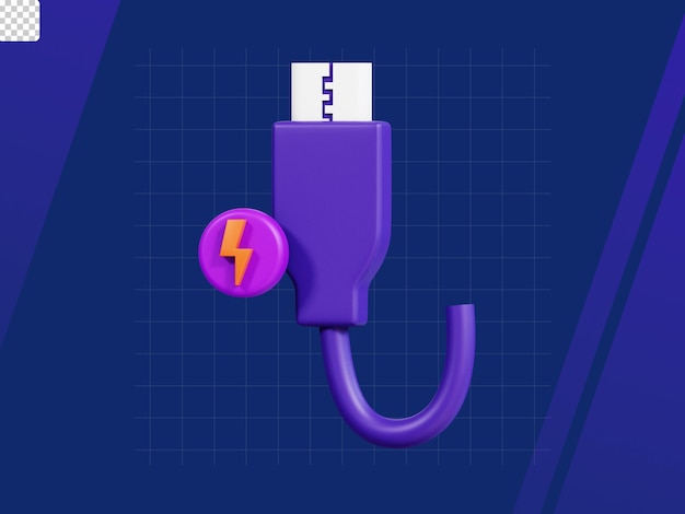 PSD connessione e connettività 3d icon pack ricarica usb