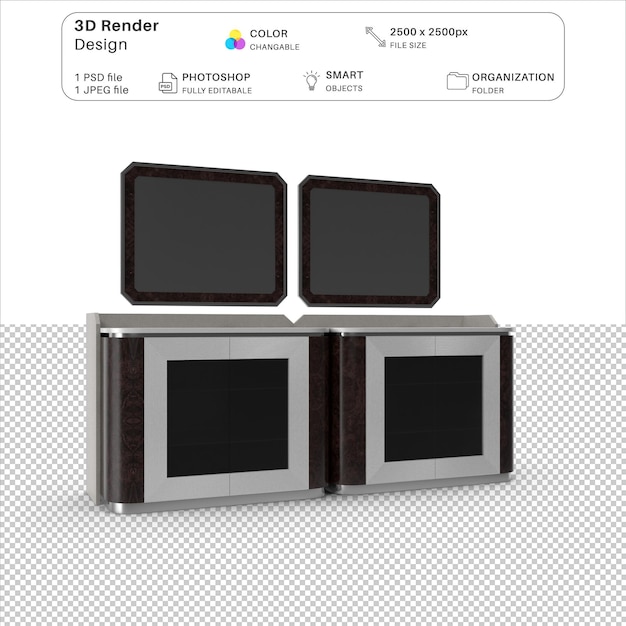 console mirror 3d modeling psd file