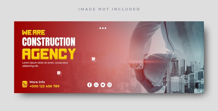 PSD construction agency social media cover template