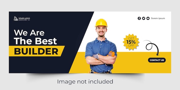 PSD construction agency social media cover template